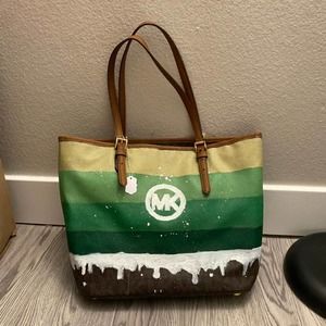 Custom painted michael kors jet set tote